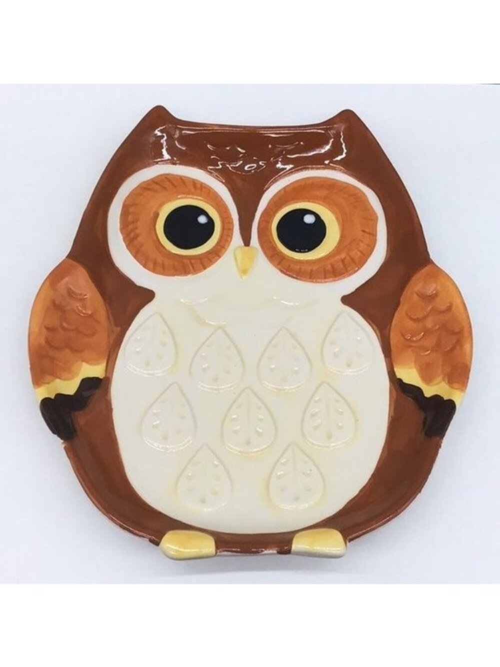 Owl-Shaped Ceramic Plate By Boston Warehouse 11" X 10" Brown & White Made In Chi